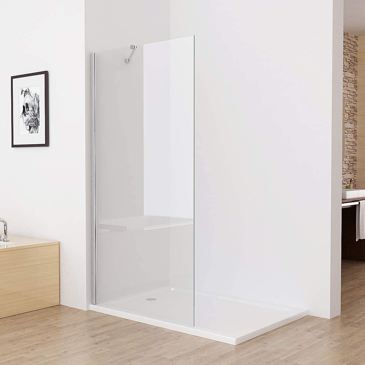 MIQU Walk in Dusche Duschwand Duschtrennwand Duschabtrennung 70-90 x 185 cm ESG NANO Glas SBXX
