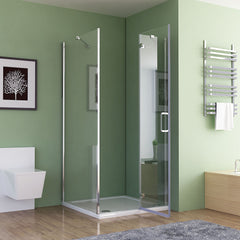 Duschkabine Eckeinstieg Dusche Falttür Duschwand mit Seitenwand NANO Glas 195cm JAP+SA