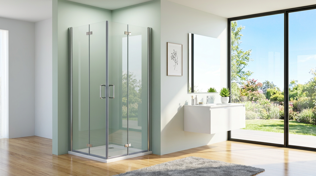 Duschkabine Eckeinstieg Dusche 180° Falttür 6mm NANO ESG