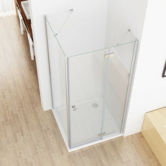 Duschkabine Eckeinstieg Dusche Scharniertür Duschwand mit Seitenwand 5mm ESG Glas 195cm JCP+SA