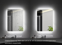 LED Badspiegel Lichtspiegel mit Beleuchtung 3 Lichtfarbe  Kaltweiße/Neutrale/Warmweiße Beschlagfrei Wandspiegel mit Touch-Schalter 70x50cm MIC