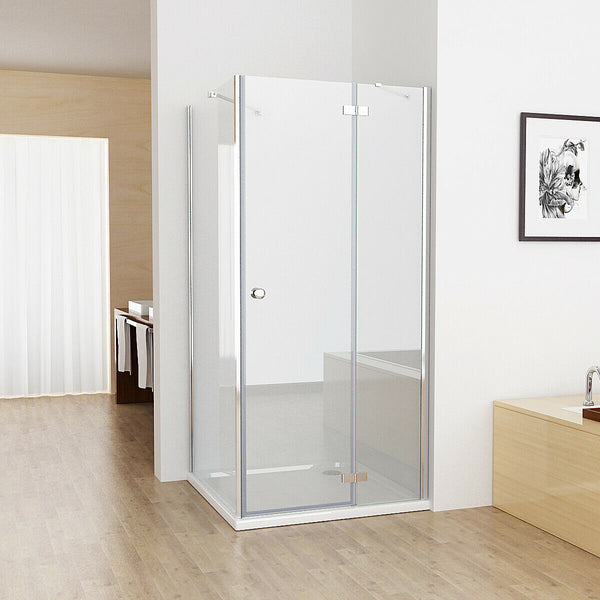 Duschkabine Eckeinstieg Dusche Scharniertür Duschwand mit Seitenwand 5mm ESG Glas 195cm JCP+SA
