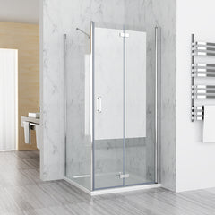 Duschkabine Eckeinstieg Dusche Falttür Duschwand mit Seitenwand NANO Glas 185cm DBP+SB