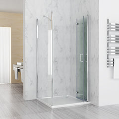 Duschkabine Eckeinstieg Dusche Falttür Duschwand mit Seitenwand NANO Glas 195cm DAP+SA