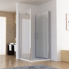 Duschkabine Eckeinstieg Dusche Falttür Duschwand mit Seitenwand NANO Glas 195cm DAP+SA