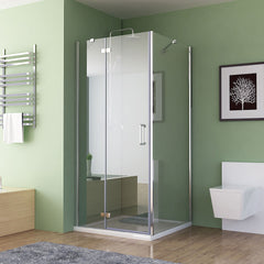 Duschkabine Eckeinstieg Dusche Falttür Duschwand mit Seitenwand NANO Glas 195cm JAP+SA