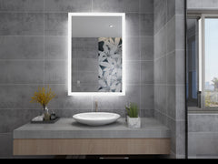 LED Badspiegel  mit Beleuchtung Horizontal / Vertikal Badezimmerspiegel Kaltweiße Lichtspiegel  Rechteckig Touch 60x50/70x50/80x60cm MIBT
