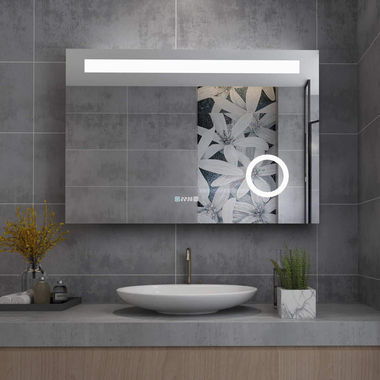 LED Badspiegel mit Beleuchtung Wandspiegel 3 Lichtfarbe Beschlagfrei L –  miqu sanitary