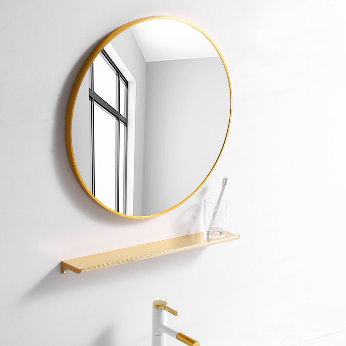 MIQU Runder Badspiegel 50/60/70cm Wandspiegel mit golden Metallrahmen – miqu  sanitary