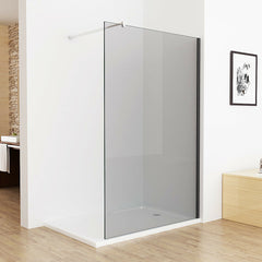Walk in Dusche Duschwand Duschtrennwand Duschabtrennung 8mm ESG Graues Glas 195 CE